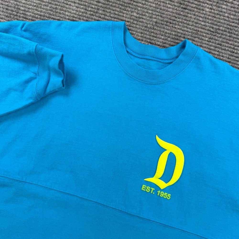Disney Spirit Jersey Disneyland Resort Blue Neon Yellow Puff Print Shirt Small